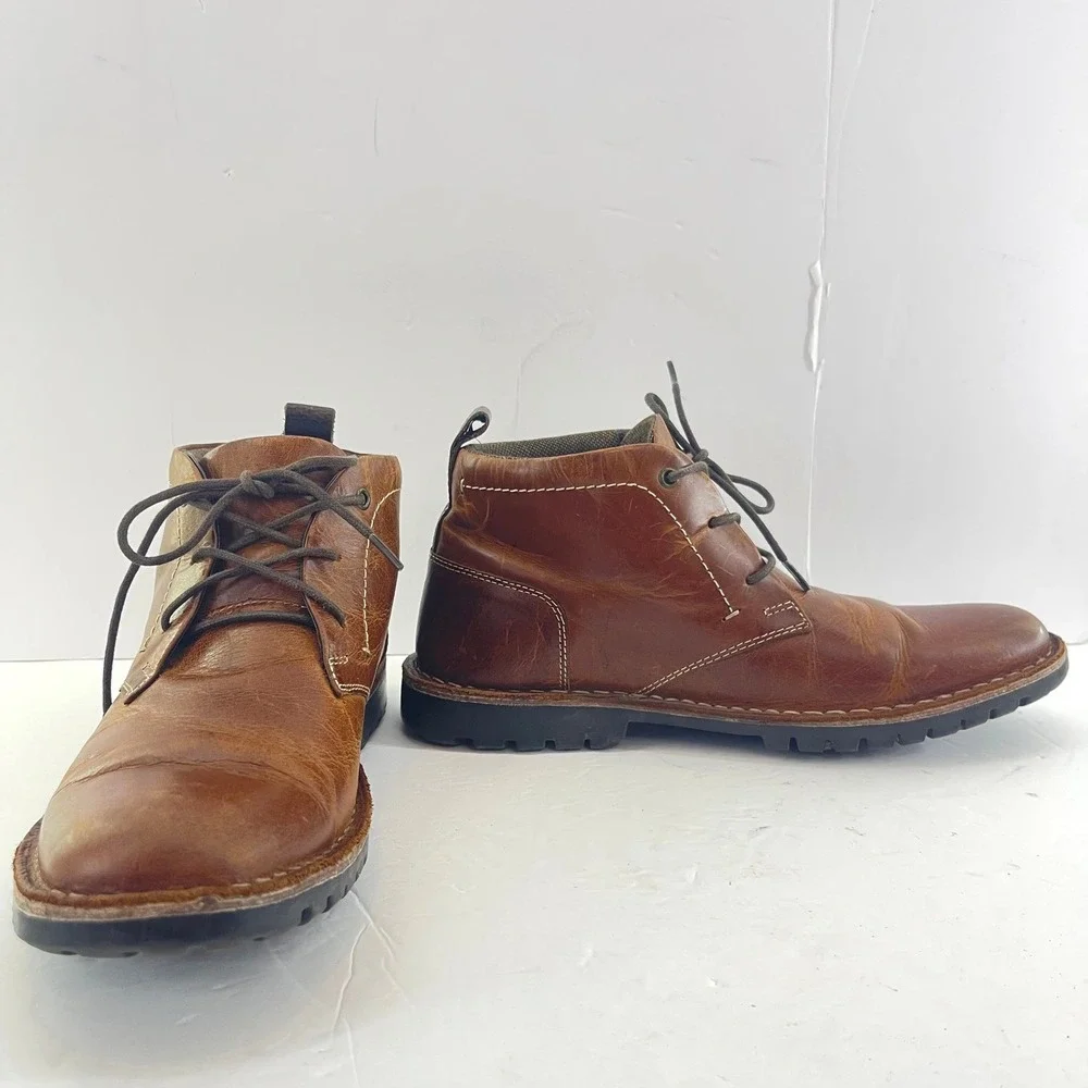 Leather Chukka Boots Mens 9 Brown Distressed Lug Sole Lace‎ Up India Heritage